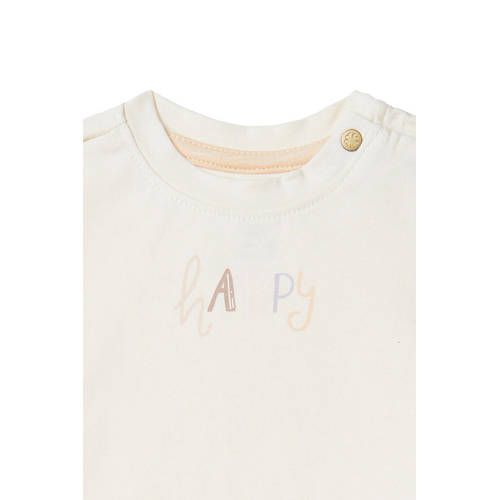 Noppies baby T-shirt Cottonwood met tekst wit Meisjes Biologisch katoen Ronde hals 50
