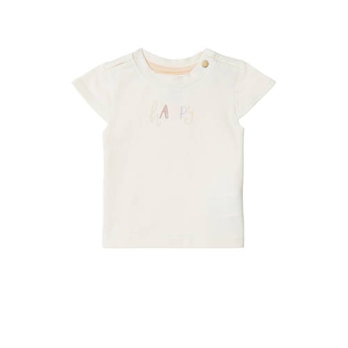 Noppies baby T-shirt Cottonwood met tekst wit Meisjes Biologisch katoen Ronde hals