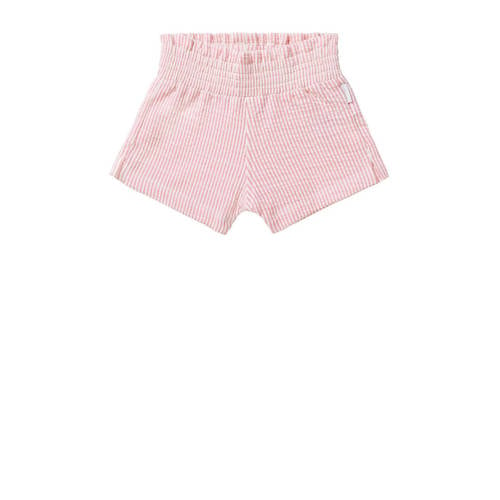 Noppies baby gestreepte regular fit casual short roze/wit Korte broek Meisjes Katoen