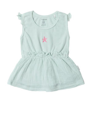 baby jurk met printopdruk en ruches mintgroen