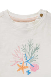 thumbnail:  meisjes Noppies baby T-shirt van biologisch katoen met printopdruk, korte mouwen, ronde hals en knoopsluiting