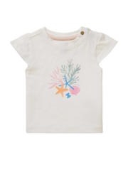 thumbnail:  meisjes Noppies baby T-shirt van katoen met printopdruk, korte mouwen, ronde hals en knoopsluiting