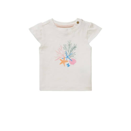 Noppies baby T-shirt met printopdruk ecru Meisjes Biologisch katoen Ronde hals