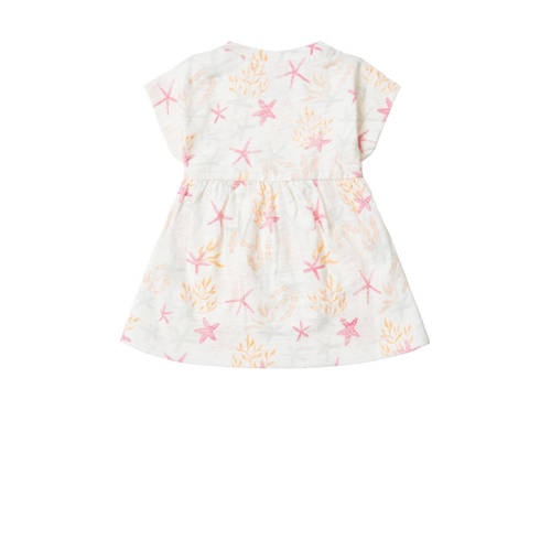 Noppies baby jurk met all over print offwhite roze geel Meisjes Katoen Ronde hals 80