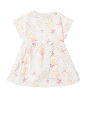baby jurk met all over print offwhite/roze/geel