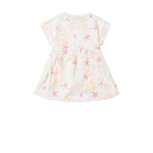 Noppies baby jurk met all over print offwhite/roze/geel Meisjes Katoen Ronde hals