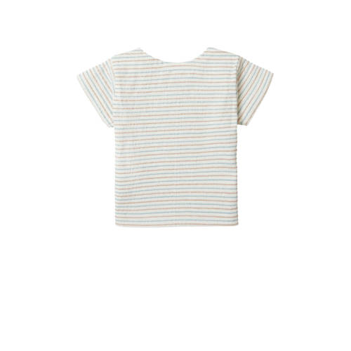 Noppies baby gestreept T-shirt offwhite blauw beige Jongens Biologisch katoen Ronde hals 74