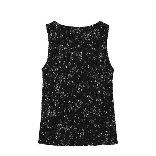 S.Oliver top met all over print zwart roze Meisjes Polyester Ronde hals 140