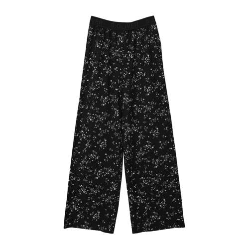 s.Oliver loose fit broek met all over print zwart/wit Meisjes Polyester