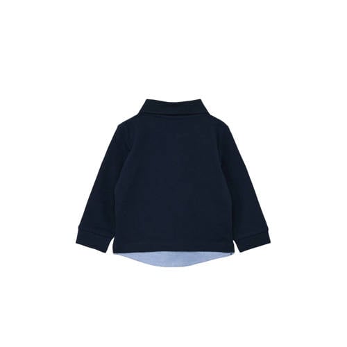 S.Oliver baby longsleeve donkerblauw lichtblauw Jongens Katoen Polokraag 50