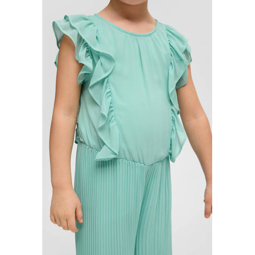 s.Oliver jumpsuit turquoise Blauw Meisjes Polyester Ronde hals Effen 92