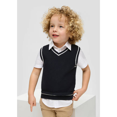 s.Oliver donkerblauw wit Spencer Jongens Katoen V-hals Effen 92 98