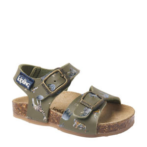leren sandalen kaki