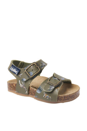 leren sandalen kaki
