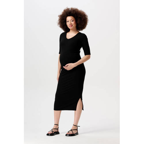 Noppies zwangerschapsjurk Keiko zwart Dames Gerecycled polyester V-hals XS