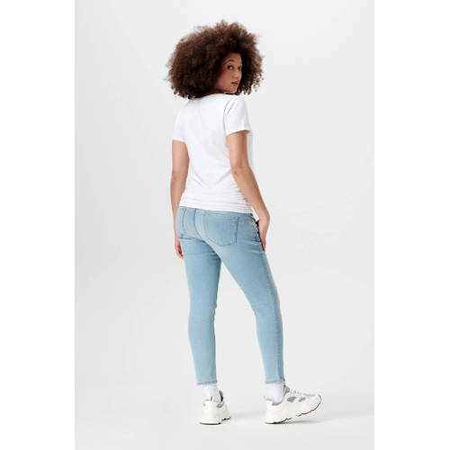 Noppies cropped zwangerschaps slim fit jeans Mila light blue denim Blauw 26