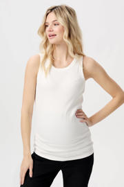 thumbnail: Witte dames Noppies maternity zwangerschapstop Kaysa met effen en ronde hals