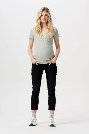 cropped zwangerschaps slim fit jeans Mila black dark wash