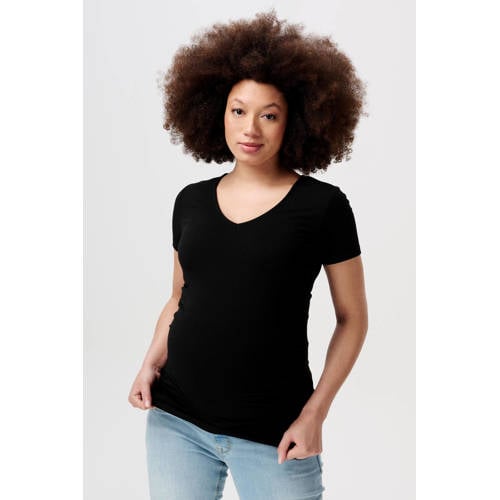 Noppies zwangerschapsshirt Jadie zwart Top Dames Polyester V-hals Effen XS