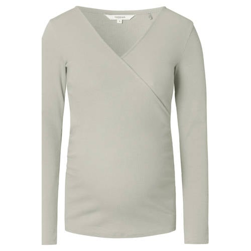 Noppies ribgebreide zwangerschaps- en voedingstop Sara lichtgroen Longsleeve Dames Stretchkatoen V-hals XS