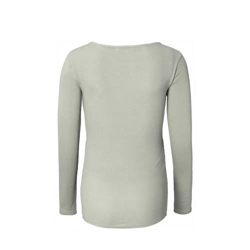 Noppies ribgebreide zwangerschaps- en voedingstop Sara lichtgroen Longsleeve Dames Stretchkatoen V-hals XS