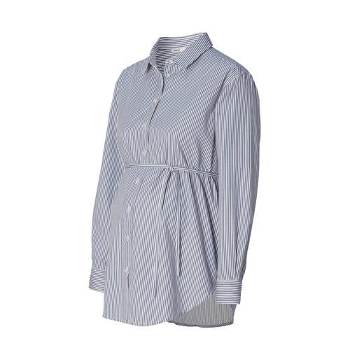 Noppies maternity gestreepte zwangerschaps- en voedingsblouse Arles blauw/wit Top Dames Katoen Klassieke kraag - maat S afbeelding