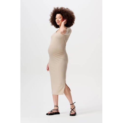 Noppies maternity zwangerschapsjurk Keiko beige Dames Polyester V-hals