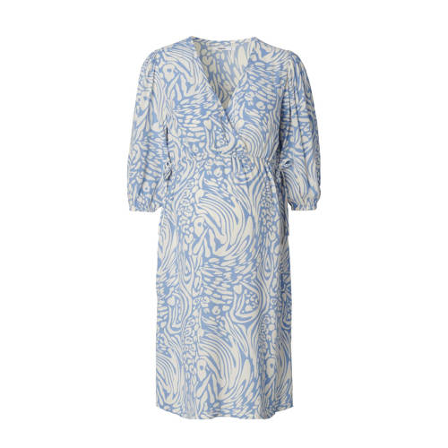 Noppies zwangerschaps- en voedingsjurk Keara met all over print blauw wit Dames Viscose V-hals XS