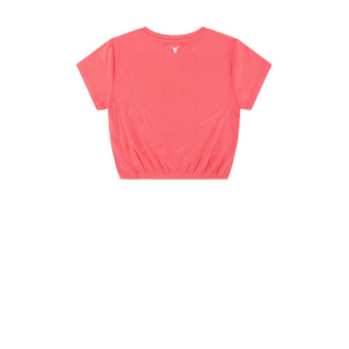 Alix the Label Alix Mini T-shirt met tekst koraalrood Meisjes Viscose Ronde hals Tekst 110 116