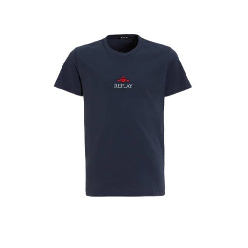 REPLAY T-shirt met logo donkerblauw Jongens Katoen Ronde hals Logo - 104