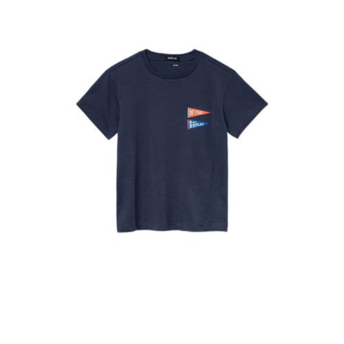 REPLAY T-shirt met printopdruk donkerblauw Jongens Katoen Ronde hals Printopdruk - 104