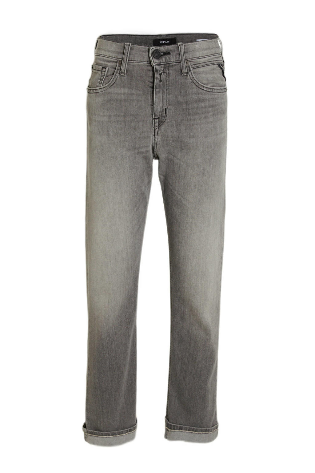 Zwarte jongens REPLAY slim fit jeans black van denim met effen