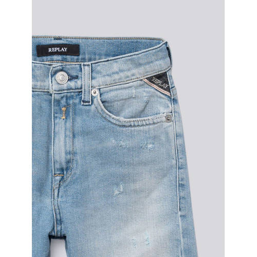 Replay slim fit jeans light blue denim Blauw Effen 104