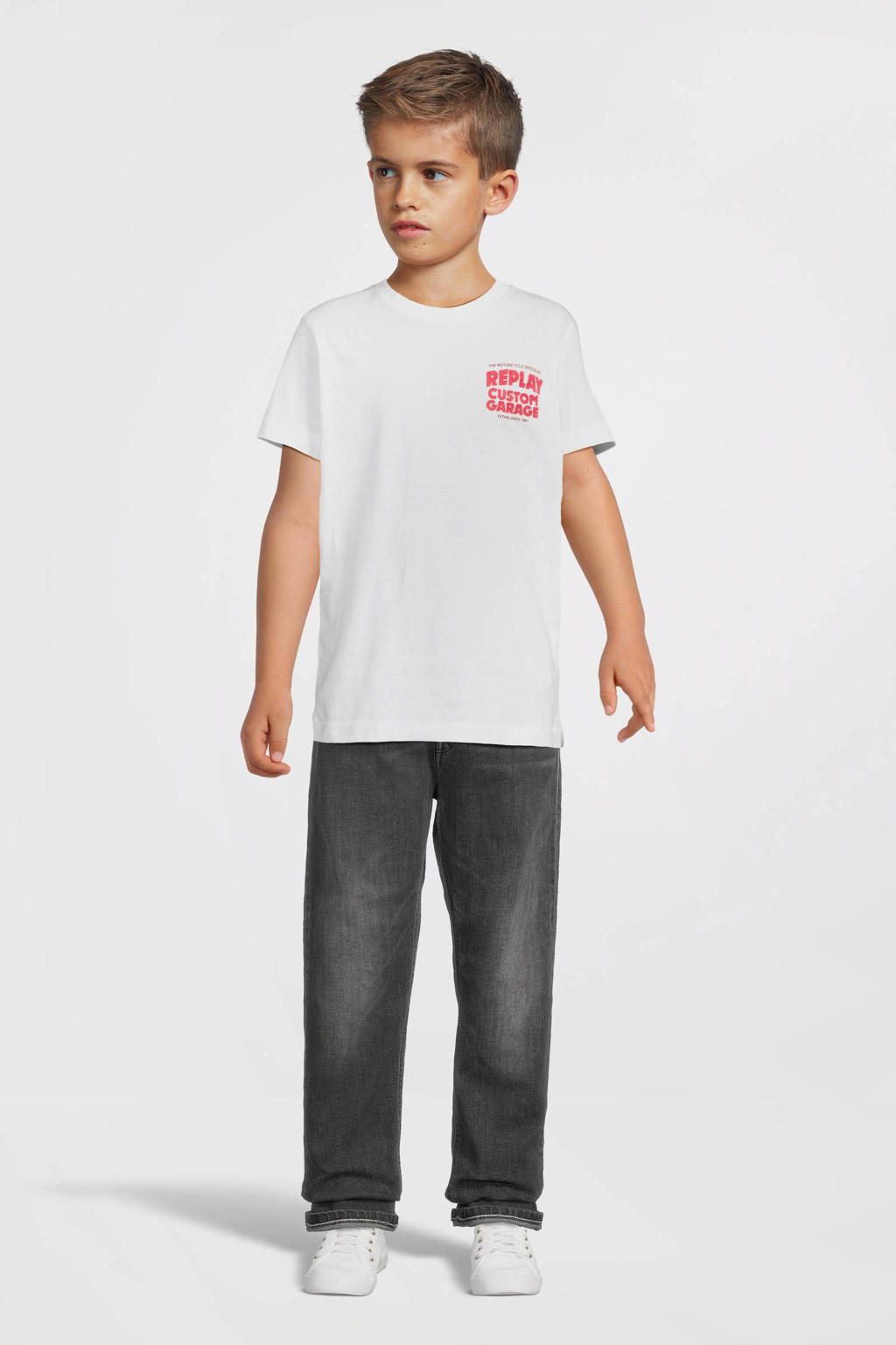 REPLAY T-shirt met tekst wit