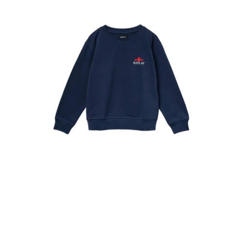 REPLAY sweater met logo donkerblauw Logo - 104 | Sweater van REPLAY