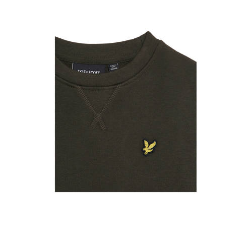 Lyle & Scott sweater olijfgroen Jongens Katoen Ronde hals Effen 110 116