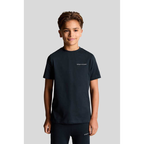 Lyle & Scott T-shirt TSB2012V donkerblauw Jongens Katoen Ronde hals 134 140