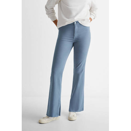 Mango Kids flared jeans blauw Meisjes Katoen Effen 152(XXS)