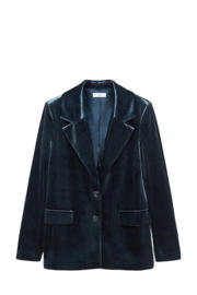 thumbnail: Blauwe meisjes Mango Kids blazer van polyester met lange mouwen, reverskraag en knoopsluiting