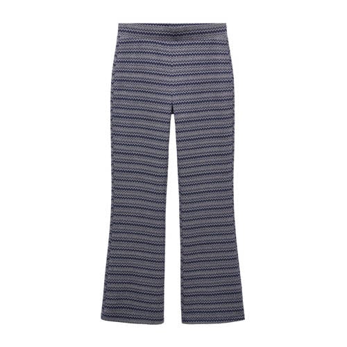 Mango Kids high waist flared legging met all over print donkerblauw/wit/koper Meisjes Polyester - 152(XXS)