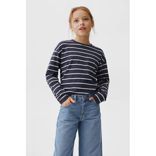 Mango Kids wide leg jeans changeant blauw Meisjes Denim Effen 128