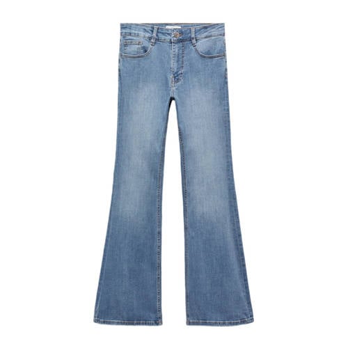 Mango Kids flared jeans changeant blauw Meisjes Stretchdenim Effen - 164(S)