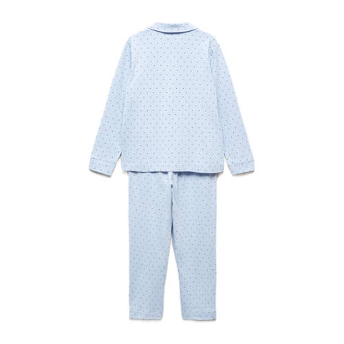 Mango Kids pyjama met all over print lichtblauw donkerblauw Jongens Katoen Reverskraag 116