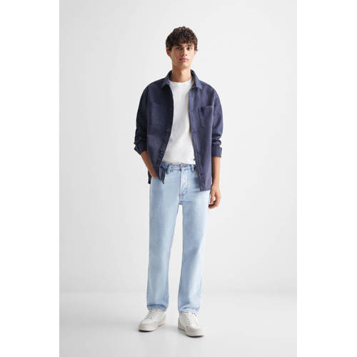 Mango Kids straight fit jeans changeant blauw Jongens Denim Effen 158(XXS)