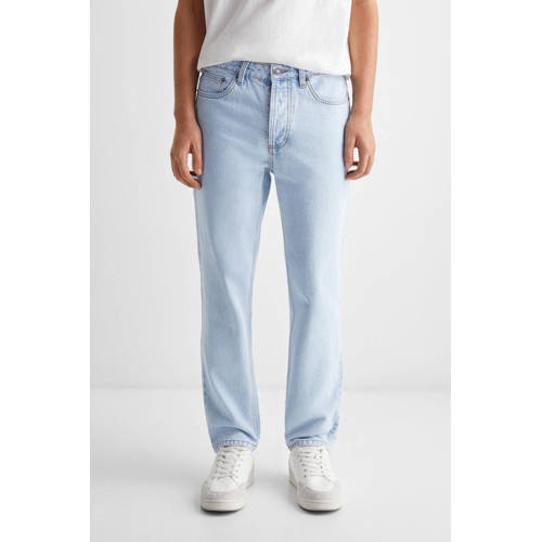 Mango Kids straight fit jeans changeant blauw Jongens Denim Effen 158(XXS)