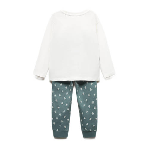 Mango Kids pyjama met dinoprint grijsgroen wit Meisjes Katoen Ronde hals 104