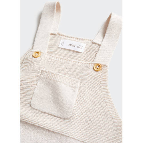 Mango Kids baby tuinbroek beige Jongens Meisjes Katoen Vierkante hals Effen 62