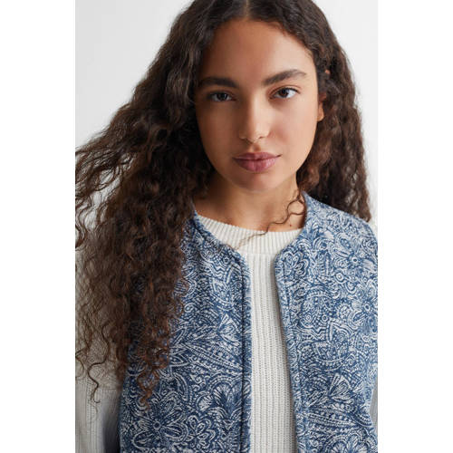 Mango Kids gebloemd gilet blauw wit Meisjes Katoen Ronde hals Bloemen 152(XXS)