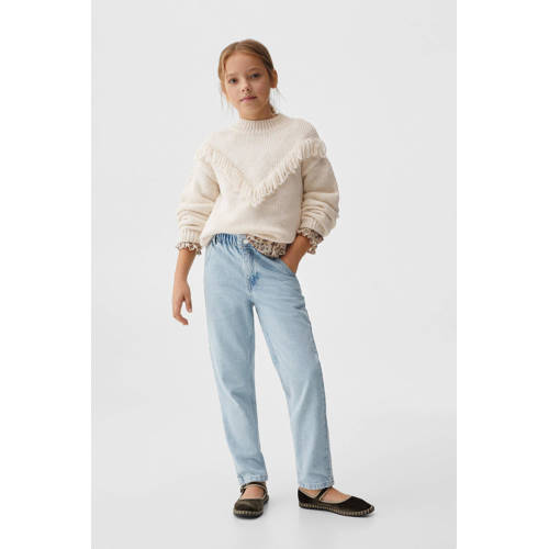 Mango Kids straight fit jeans changeant blauw Meisjes Denim Effen 122