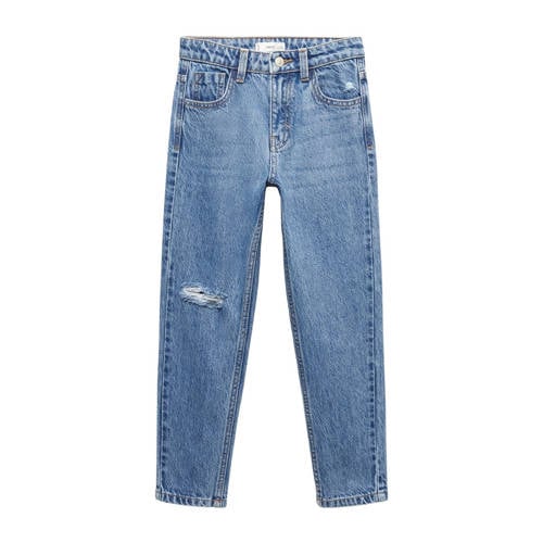 Mango Kids regular fit jeans changeant blauw Meisjes Denim Effen